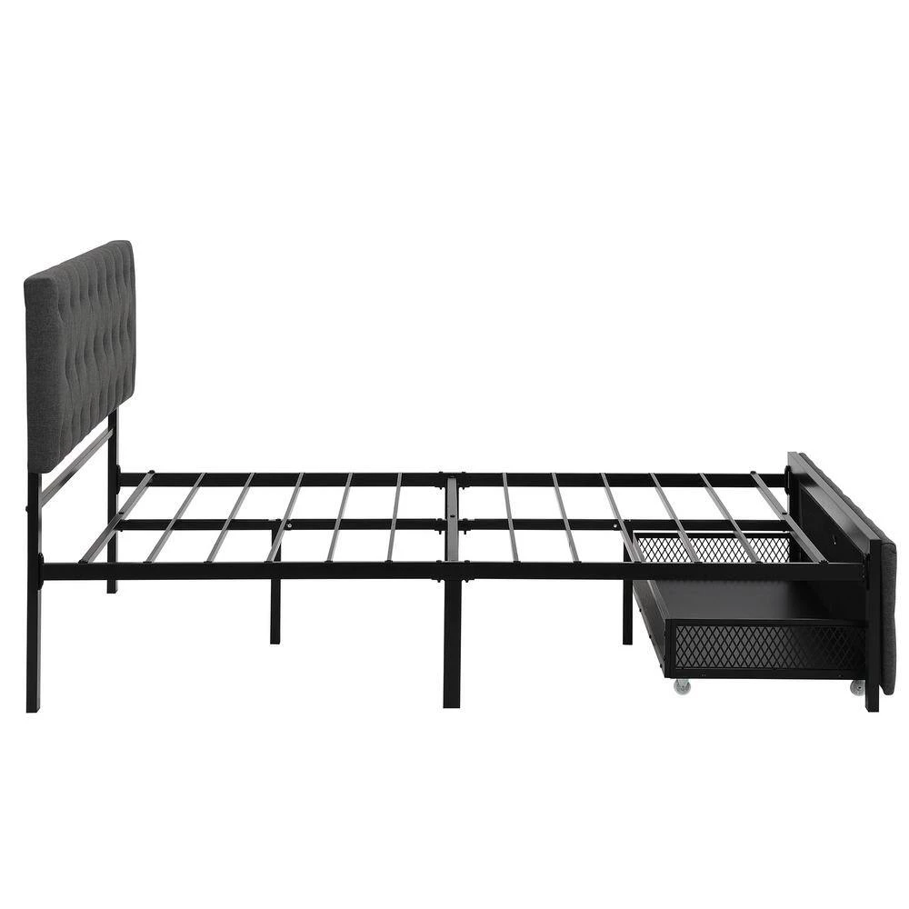 Gray Full Size Storage Bed Metal Platform Bed with a Big Drawer by ATHMILE 2 Gray Full Size Storage Bed Metal Platform Bed with a Big Drawer by ATHMILE - Image 2