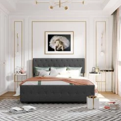 Gray Queen Size Storage Bed Metal Platform Bed with a Big Drawer by ATHMILE 19 Gray Queen Size Storage Bed Metal Platform Bed with a Big Drawer by ATHMILE -ATHMILE Sales Store gray athmile platform beds gz wf212445aae 31 1000
