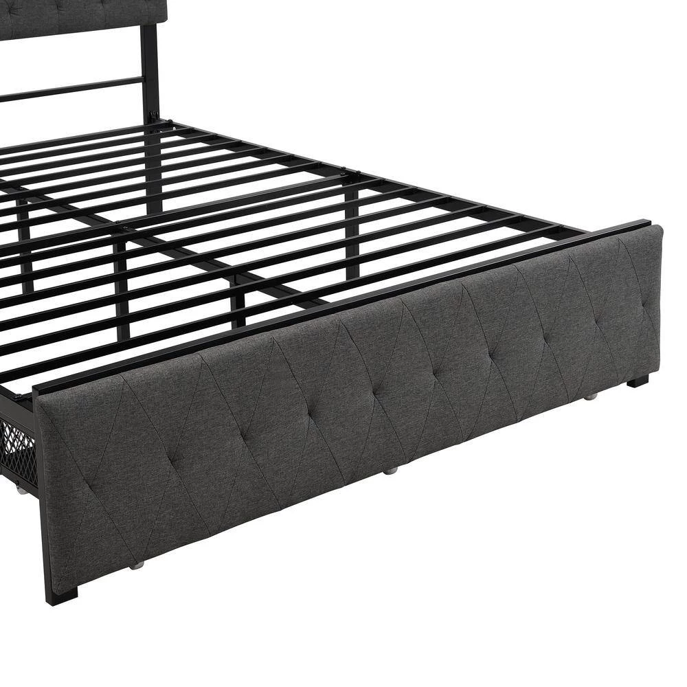 Gray Queen Size Storage Bed Metal Platform Bed with a Big Drawer by ATHMILE 7 Gray Queen Size Storage Bed Metal Platform Bed with a Big Drawer by ATHMILE - Image 7
