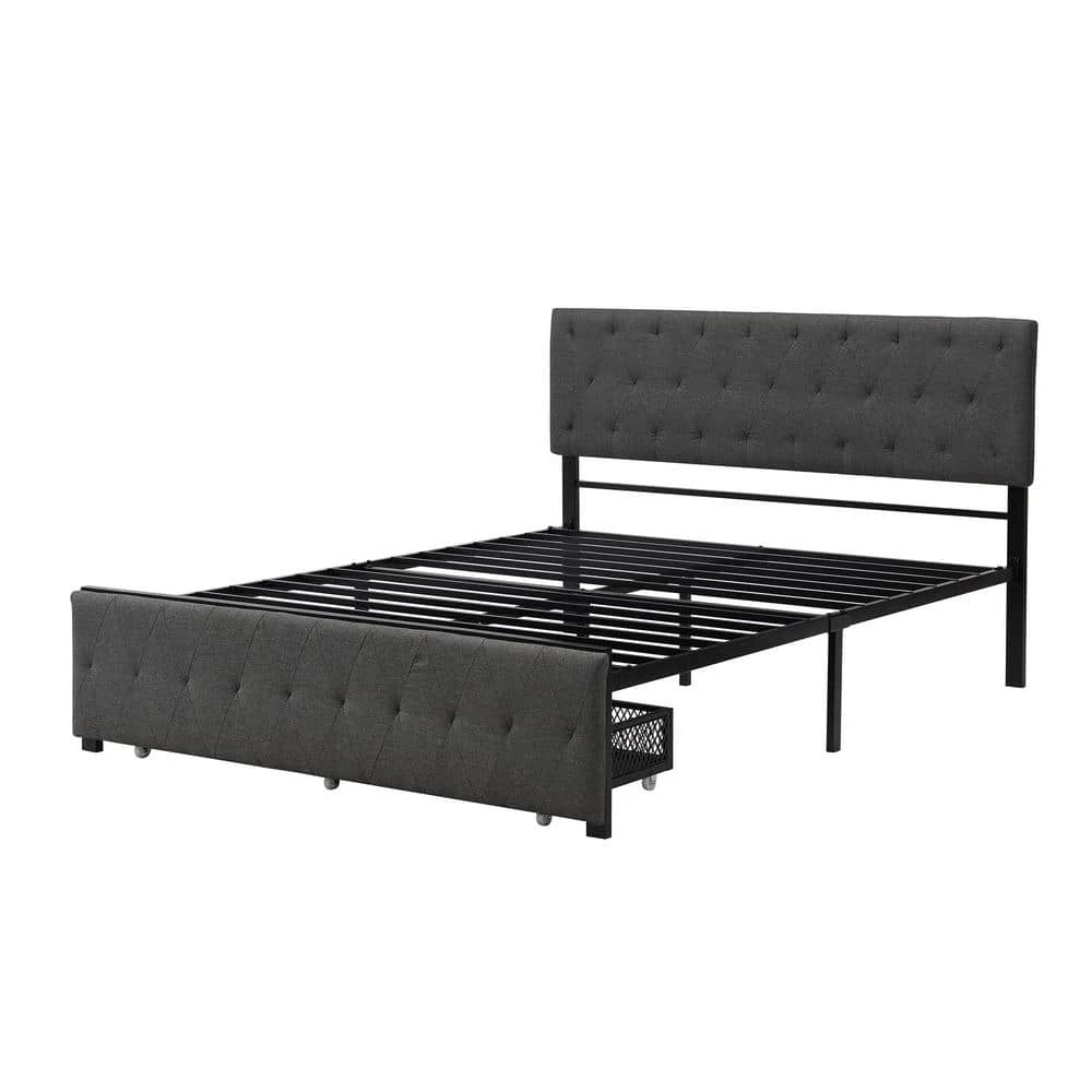 Gray Queen Size Storage Bed Metal Platform Bed with a Big Drawer by ATHMILE 3 Gray Queen Size Storage Bed Metal Platform Bed with a Big Drawer by ATHMILE - Image 3