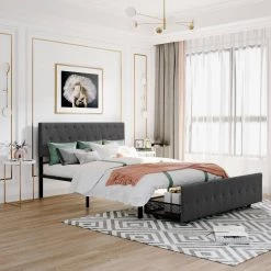 Gray Queen Size Storage Bed Metal Platform Bed with a Big Drawer by ATHMILE 18 Gray Queen Size Storage Bed Metal Platform Bed with a Big Drawer by ATHMILE -ATHMILE Sales Store gray athmile platform beds gz wf212445aae 76 1000