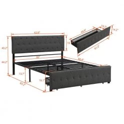 Gray Queen Size Storage Bed Metal Platform Bed with a Big Drawer by ATHMILE 13 Gray Queen Size Storage Bed Metal Platform Bed with a Big Drawer by ATHMILE -ATHMILE Sales Store gray athmile platform beds gz wf212445aae c3 1000