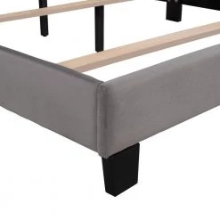 84.4 in. W Gray Velvet Upholstered Queen Size Platform Bed by ATHMILE -ATHMILE Sales Store gray athmile platform beds gzx b2w20221127 fa 1000
