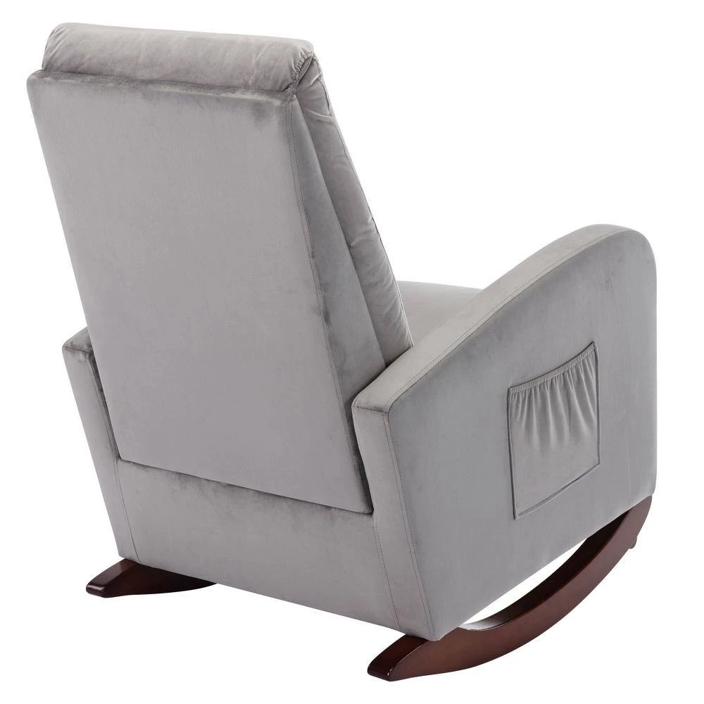 Gray Velvet Rocking Chair Nursery Chair (Set of 1) by ATHMILE 6 Gray Velvet Rocking Chair Nursery Chair (Set of 1) by ATHMILE - Image 6