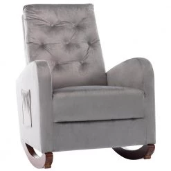 Gray Velvet Rocking Chair Nursery Chair (Set of 1) by ATHMILE