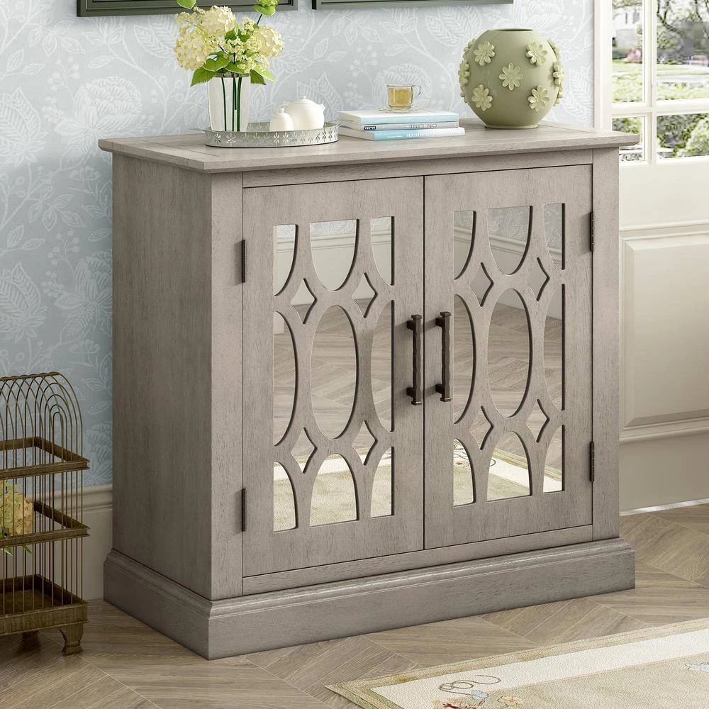 Gray Sideboard with Mirror Door by ATHMILE 9 Gray Sideboard with Mirror Door by ATHMILE - Image 9