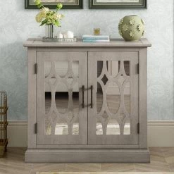 Gray Sideboard with Mirror Door by ATHMILE 15 Gray Sideboard with Mirror Door by ATHMILE -ATHMILE Sales Store gray athmile sideboards buffet tables gz b2w20221299 fa 1000