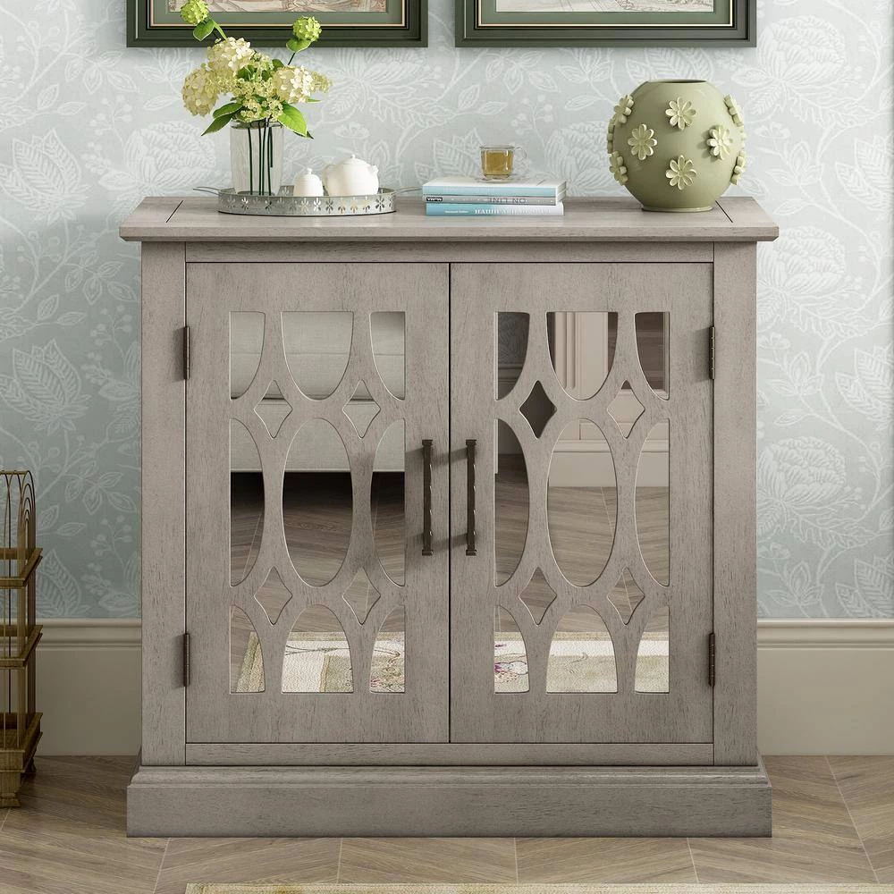Gray Sideboard with Mirror Door by ATHMILE 7 Gray Sideboard with Mirror Door by ATHMILE - Image 7