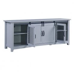 Gray Sideboard with 2-Barn Style Doors Adjustable Panels Open Style Cabinet by ATHMILE -ATHMILE Sales Store gray athmile sideboards buffet tables gz b2w20221463 1f 1000