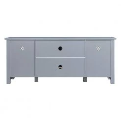 Gray Sideboard with 2-Barn Style Doors Adjustable Panels Open Style Cabinet by ATHMILE -ATHMILE Sales Store gray athmile sideboards buffet tables gz b2w20221463 44 1000