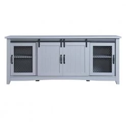 Gray Sideboard with 2-Barn Style Doors Adjustable Panels Open Style Cabinet by ATHMILE