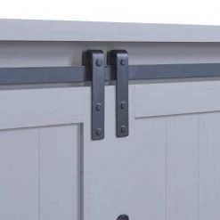 Gray Sideboard with 2-Barn Style Doors Adjustable Panels Open Style Cabinet by ATHMILE -ATHMILE Sales Store gray athmile sideboards buffet tables gz b2w20221463 66 1000