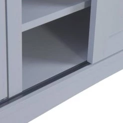 Gray Sideboard with 2-Barn Style Doors Adjustable Panels Open Style Cabinet by ATHMILE -ATHMILE Sales Store gray athmile sideboards buffet tables gz b2w20221463 76 1000