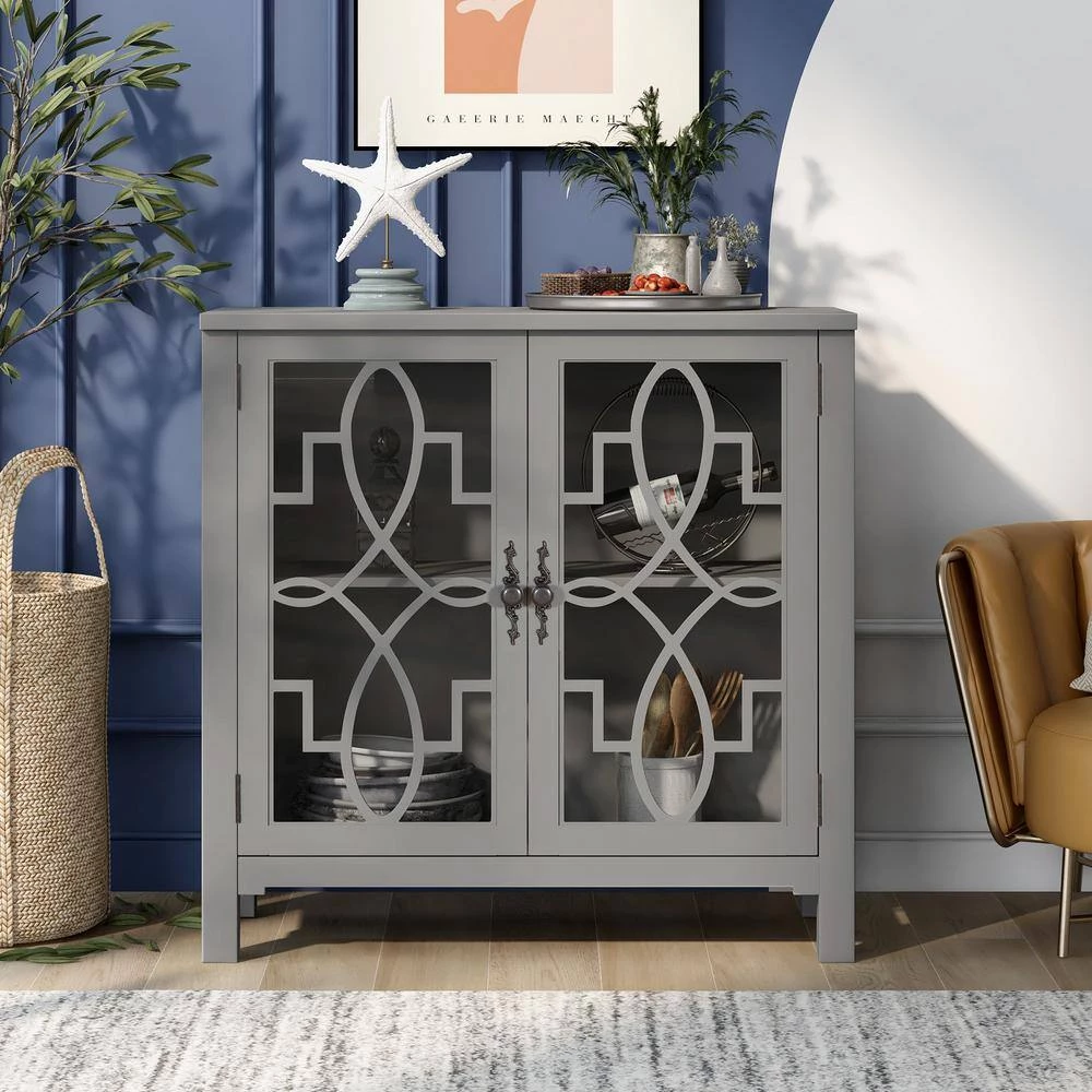 Gray Sideboard with Doors and Adjustable Shelf by ATHMILE 10 Gray Sideboard with Doors and Adjustable Shelf by ATHMILE - Image 10