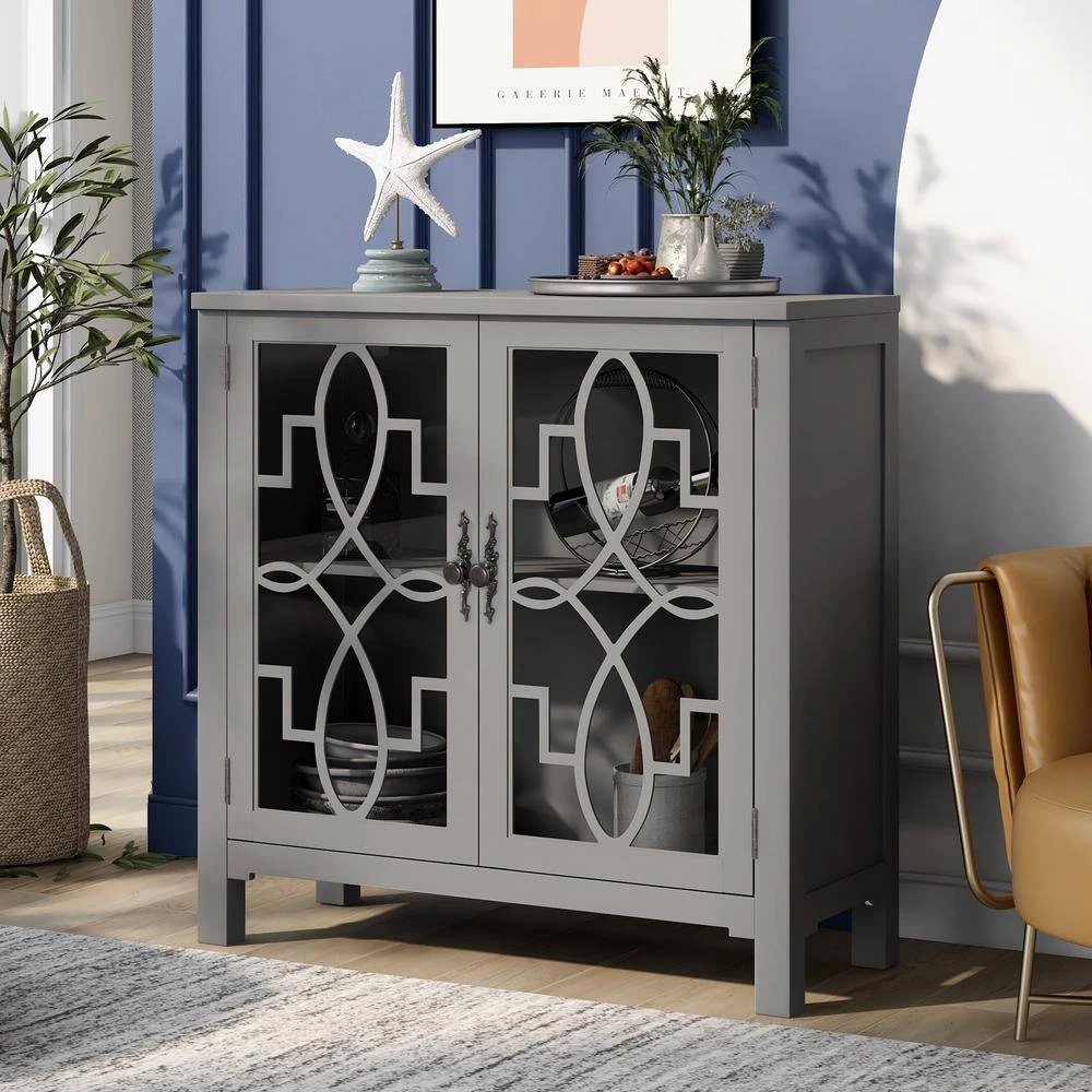 Gray Sideboard with Doors and Adjustable Shelf by ATHMILE 5 Gray Sideboard with Doors and Adjustable Shelf by ATHMILE - Image 5