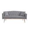 64.9 in.W Gray Velvet Twin Size Sofa Bed with Metal Legs by ATHMILE