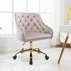 Gray Velvet Upholstered Swivel Task Chair with Sloped Arm by ATHMILE -ATHMILE Sales Store gray athmile task chairs gz b2w20221162 31 1000