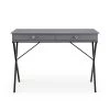 Light Gray 43.2 in. Rectangle MDF Table Top 2-Drawers Writing Desk with Black Stoving Varnish Steel Frame by ATHMILE