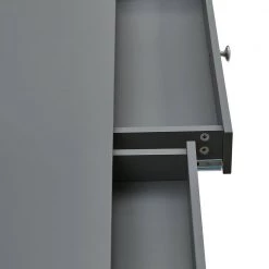 Light Gray 43.2 in. Rectangle MDF Table Top 2-Drawers Writing Desk with Black Stoving Varnish Steel Frame by ATHMILE -ATHMILE Sales Store gray athmile writing desks gz w48735112 77 1000