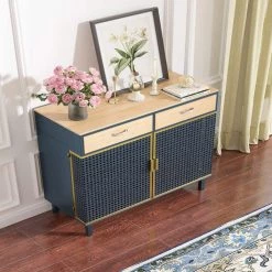 Gray Blue Home Furniture Storage Cabinets 31.5 in. Wide with 2-Drawer Sideboard by ATHMILE -ATHMILE Sales Store gray blue athmile accent cabinets gz w75732514 1f 1000 1
