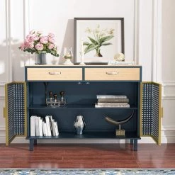 Gray Blue Home Furniture Storage Cabinets 31.5 in. Wide with 2-Drawer Sideboard by ATHMILE -ATHMILE Sales Store gray blue athmile accent cabinets gz w75732514 77 1000 1