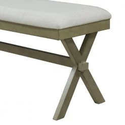 Green Upholstered Dining Bench with Gray Cushion (37.8 in. L x 15 in. D x 19.5 in. H) by ATHMILE -ATHMILE Sales Store gray green athmile bedroom benches gz b2w20221262 4f 1000