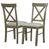 Gray Green Upholstered X-Back Dining Chairs (Set of 2) by ATHMILE