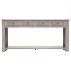 63 in. Gray Wash Standard Rectangle Wood Console Table by ATHMILE