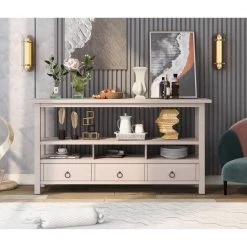 57.8 in. Gray Wash Standard Rectangle Wood Console Table by ATHMILE 17 57.8 in. Gray Wash Standard Rectangle Wood Console Table by ATHMILE -ATHMILE Sales Store gray wash athmile console tables gz b2w20220879 31 1000