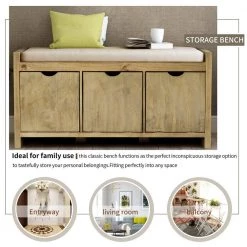 Gray Wash Storage Bench with Removable Cushion and 3-Flip Lock Storage Cubbies 39 in. L x 14 in. W x 19.8 in. H by ATHMILE 11 Gray Wash Storage Bench with Removable Cushion and 3-Flip Lock Storage Cubbies 39 in. L x 14 in. W x 19.8 in. H by ATHMILE -ATHMILE Sales Store gray wash athmile dining benches gz b2w20220679 4f 1000