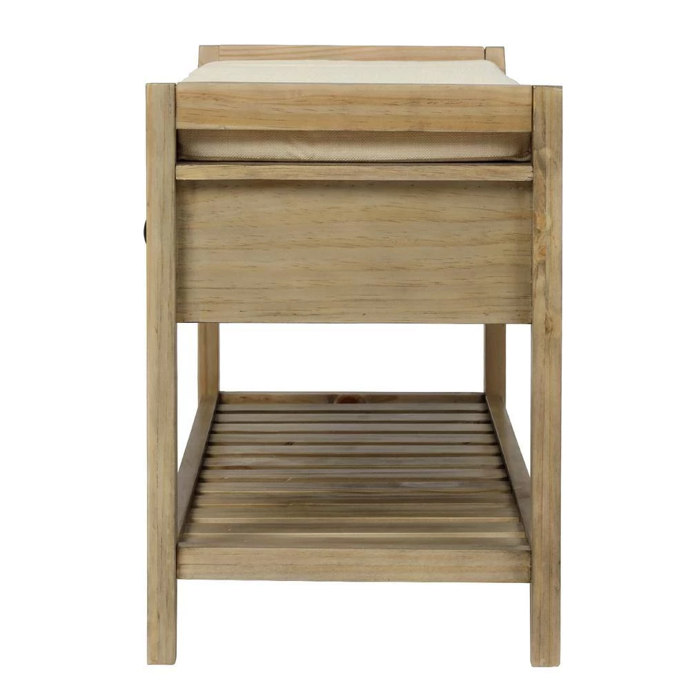 39"L x 14"W x 19.8"H Gray Wash Multipurpose Entryway Storage Bench with Cushioned Seat and Drawers by ATHMILE 2 39"L x 14"W x 19.8"H Gray Wash Multipurpose Entryway Storage Bench with Cushioned Seat and Drawers by ATHMILE - Image 2