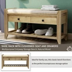 39"L x 14"W x 19.8"H Gray Wash Multipurpose Entryway Storage Bench with Cushioned Seat and Drawers by ATHMILE 17 39"L x 14"W x 19.8"H Gray Wash Multipurpose Entryway Storage Bench with Cushioned Seat and Drawers by ATHMILE -ATHMILE Sales Store gray wash athmile dining benches gz wf195386aan fa 1000