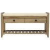 Gray Wash Storage Bench with Cushioned and Drawers 39 in. L x 14 in. W x 19.8 in. H by ATHMILE
