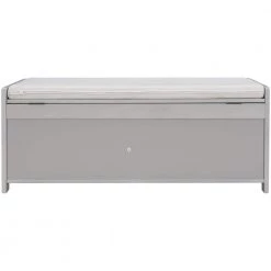 Gray Wash Shoe Bench with Removable Cushion and Hidden Storage Space 43.5 in. L x 16 in. W x 18 in. H by ATHMILE -ATHMILE Sales Store gray wash athmile dining benches gzx b2w20220689 66 1000