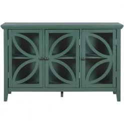 Green Accent Storage Cabinet Wooden Cabinet with Adjustable Shelf by ATHMILE