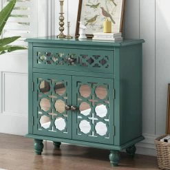 Green 29.5 in. Accent Storage Cabinet Wooden Cabinet with Decorative Mirror Door by ATHMILE -ATHMILE Sales Store green athmile accent cabinets gz wf285474aag 31 1000