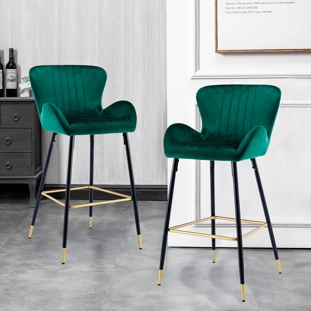 40.94 in. Emerald Low Back Metal Frame Bar Stools with Footrest (Set of 2) by ATHMILE 9 40.94 in. Emerald Low Back Metal Frame Bar Stools with Footrest (Set of 2) by ATHMILE - Image 9