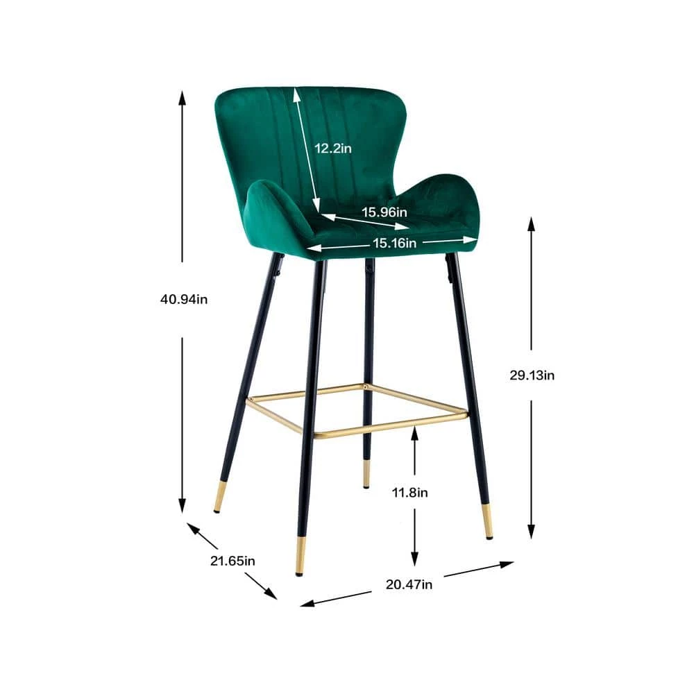 40.94 in. Emerald Low Back Metal Frame Bar Stools with Footrest (Set of 2) by ATHMILE 4 40.94 in. Emerald Low Back Metal Frame Bar Stools with Footrest (Set of 2) by ATHMILE - Image 4
