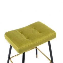 26.34 in. Green Backless Metal Frame Bar Stool with Velvet Seat (Set of 1) by ATHMILE -ATHMILE Sales Store green athmile bar stools gz b2w20221736 44 1000