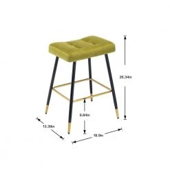 26.34 in. Green Backless Metal Frame Bar Stool with Velvet Seat (Set of 1) by ATHMILE -ATHMILE Sales Store green athmile bar stools gz b2w20221736 4f 1000