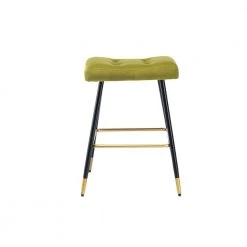 26.34 in. Green Backless Metal Frame Bar Stool with Velvet Seat (Set of 1) by ATHMILE