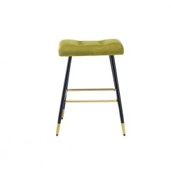 26.34 in. Green Backless Metal Frame Bar Stool with Velvet Seat (Set of 1) by ATHMILE -ATHMILE Sales Store green athmile bar stools gz b2w20221736 76 1000