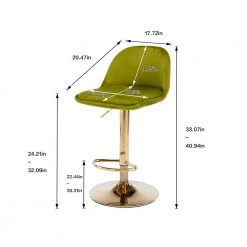 40.94 in. Low Back Green Metal Frame Adjustable Cushioned Bar Stool with Toweling fabric Seat (Set of 1) by ATHMILE -ATHMILE Sales Store green athmile bar stools gz w39538761 c3 1000