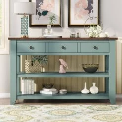 48 in. Standard Rectangle Wood Console Table with 3 Drawers and 2 Shelves by ATHMILE -ATHMILE Sales Store green athmile console tables ccwf212303aad 31 1000