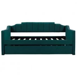 Green Upholstered Twin Daybed with Trundle by ATHMILE