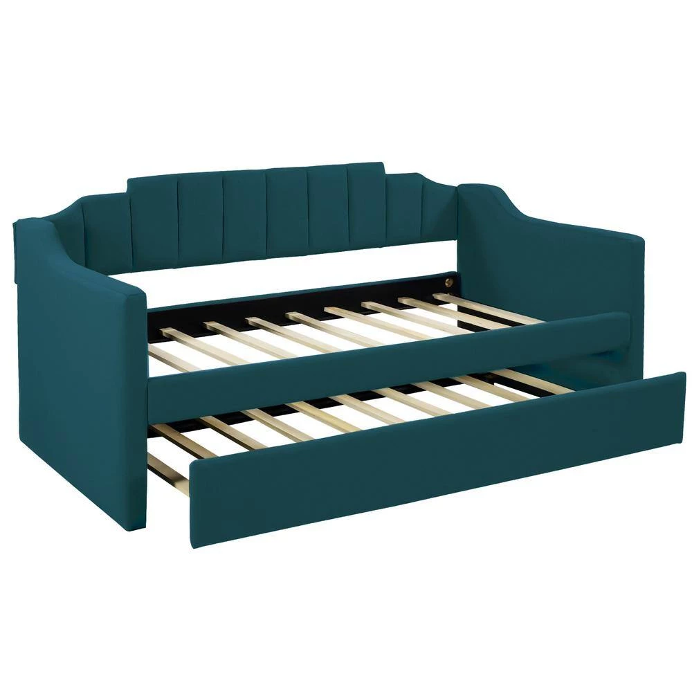 Green Upholstered Twin Daybed with Trundle by ATHMILE 7 Green Upholstered Twin Daybed with Trundle by ATHMILE - Image 7