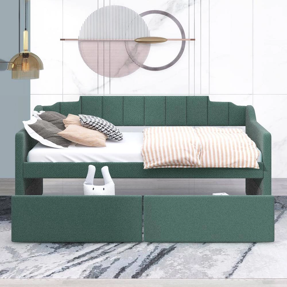 Green Twin Size Daybed with Two Drawers by ATHMILE 8 Green Twin Size Daybed with Two Drawers by ATHMILE - Image 8