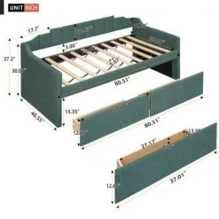 Green Twin Size Daybed with Two Drawers by ATHMILE 11 Green Twin Size Daybed with Two Drawers by ATHMILE -ATHMILE Sales Store green athmile daybeds gz b2w20222165 4f 1000