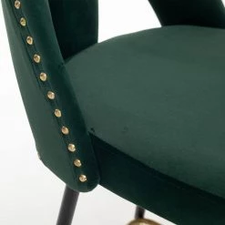 Green Velvet Upholstered Dining Side Chair with Nailheads and Gold Tipped Black Metal Legs (Set of 2) by ATHMILE 12 Green Velvet Upholstered Dining Side Chair with Nailheads and Gold Tipped Black Metal Legs (Set of 2) by ATHMILE -ATHMILE Sales Store green athmile dining chairs gz b2w20222144 1f 1000