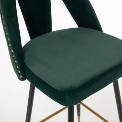 Green Velvet Upholstered Dining Side Chair with Nailheads and Gold Tipped Black Metal Legs (Set of 2) by ATHMILE 13 Green Velvet Upholstered Dining Side Chair with Nailheads and Gold Tipped Black Metal Legs (Set of 2) by ATHMILE -ATHMILE Sales Store green athmile dining chairs gz b2w20222144 44 1000
